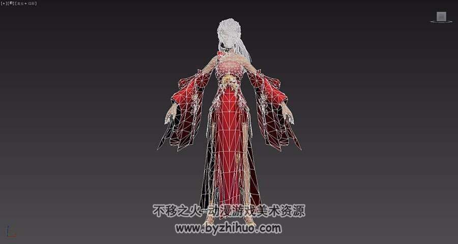 修仙仙侠玄幻 东方古风时装红裙 银发女角色3D模型