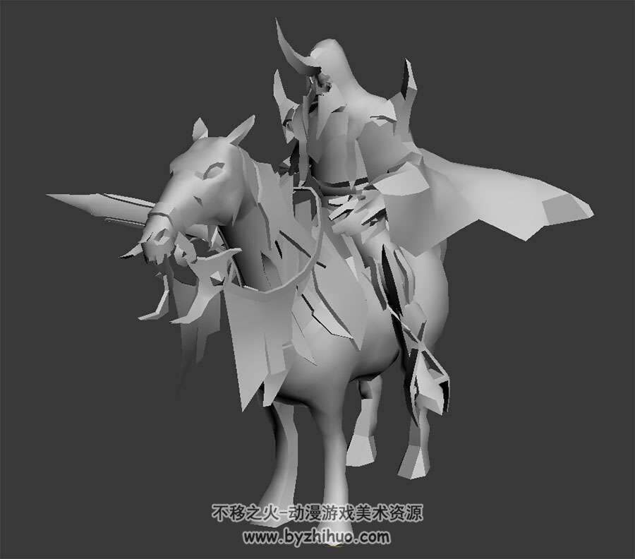 幽灵骑士带武器骑马Max模型下载 无贴图