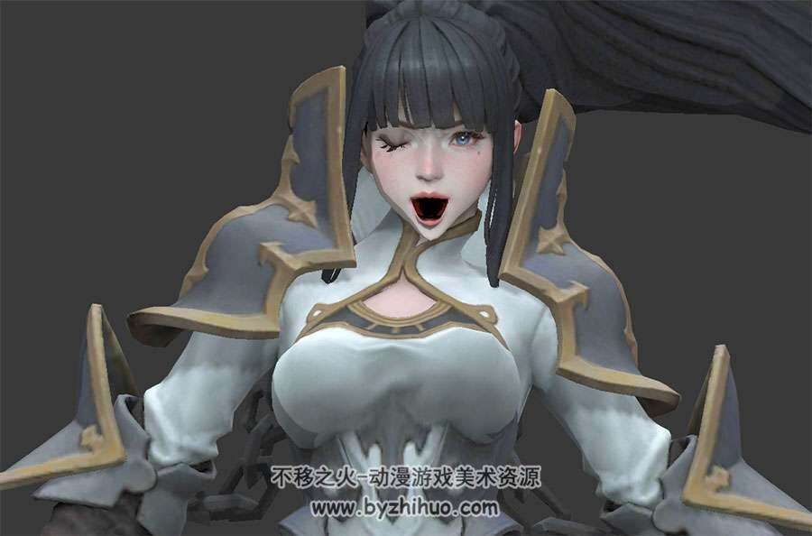 韩风铠甲女孩带绑定鬼畜动作3DMax模型下载