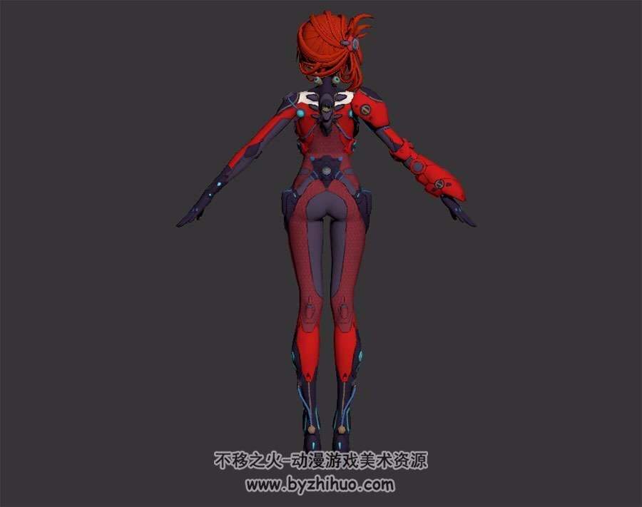 无量塔姬子 紧身衣战士红发美少女 高模3D模型