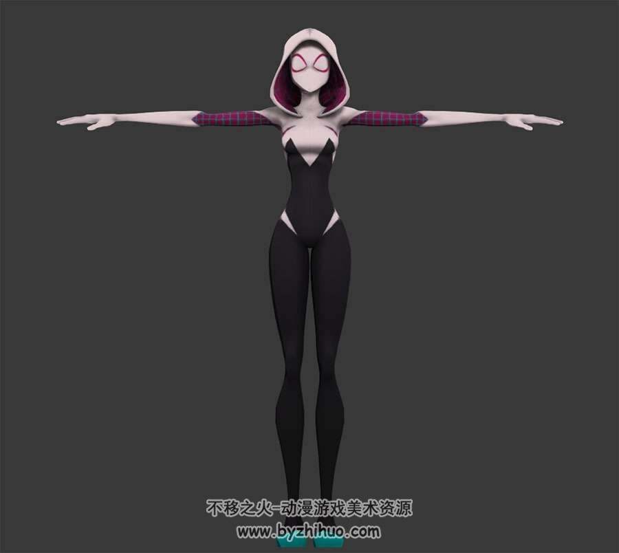 女蜘蛛格温3DMax模型分享下载 四边面