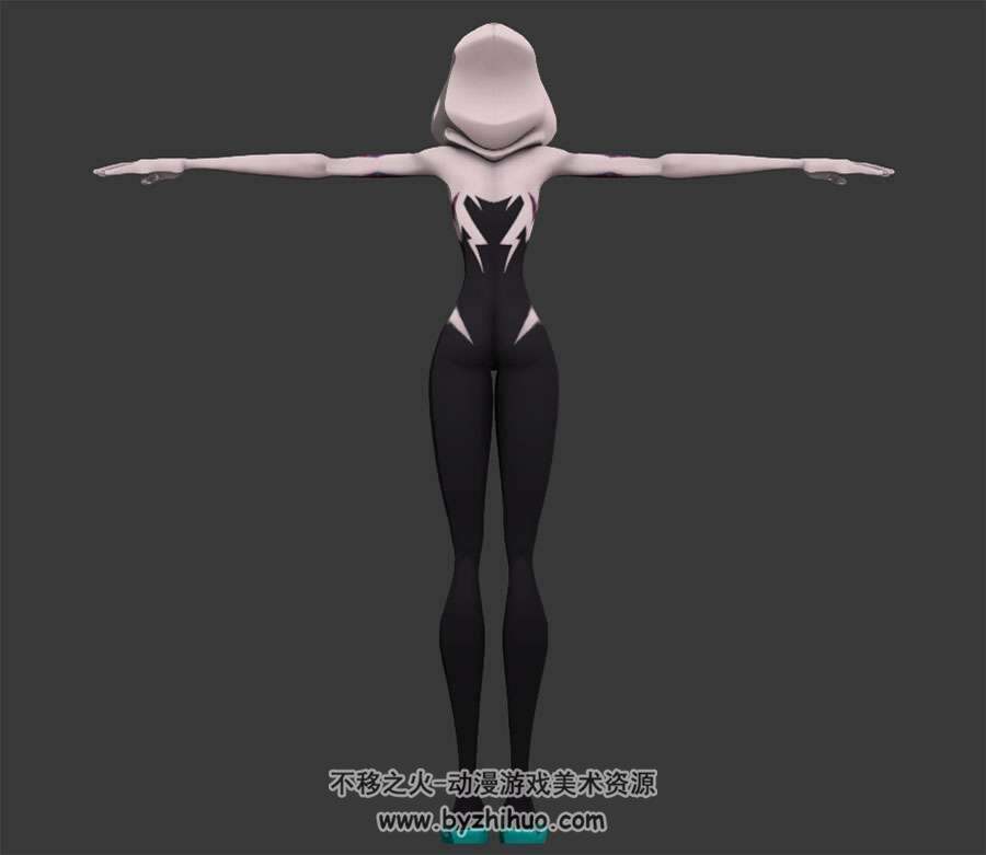 女蜘蛛格温3DMax模型分享下载 四边面