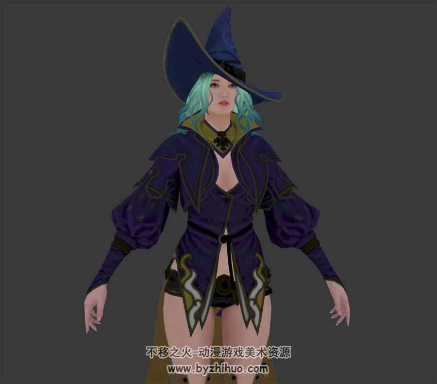 女法师巫师带法杖3DMax fbx格式模型下载