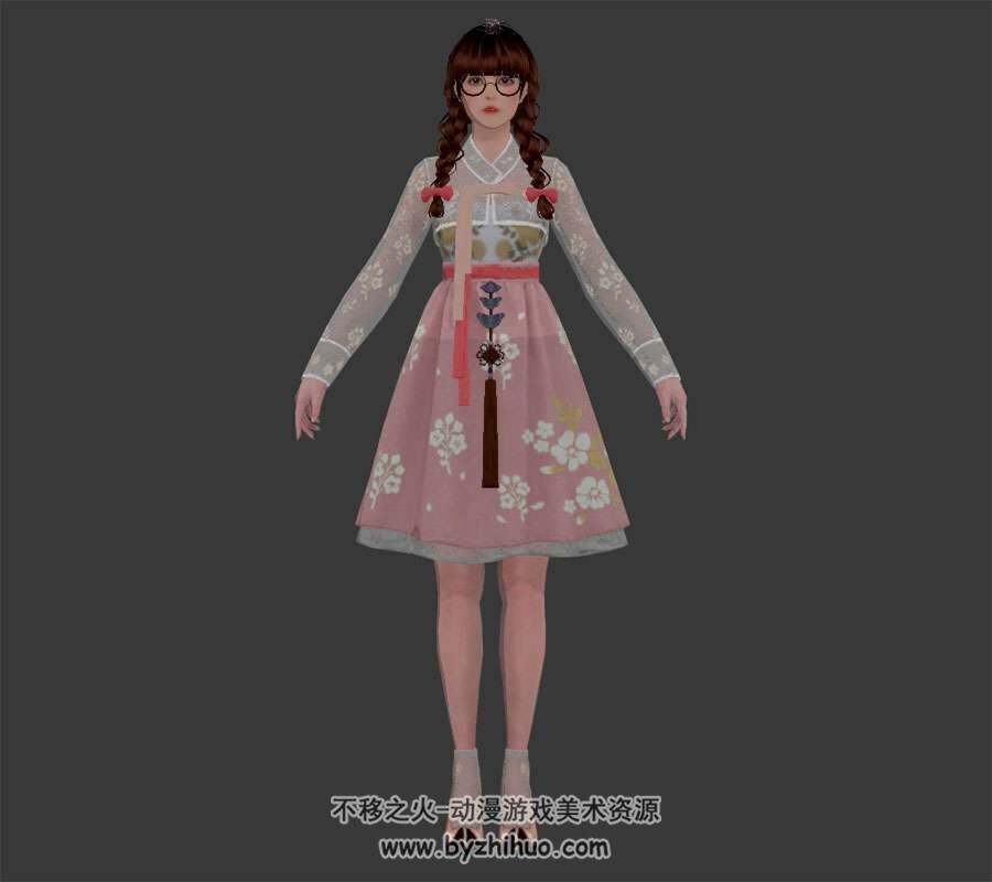 现代韩式服装女孩3DMax FBX模型下载