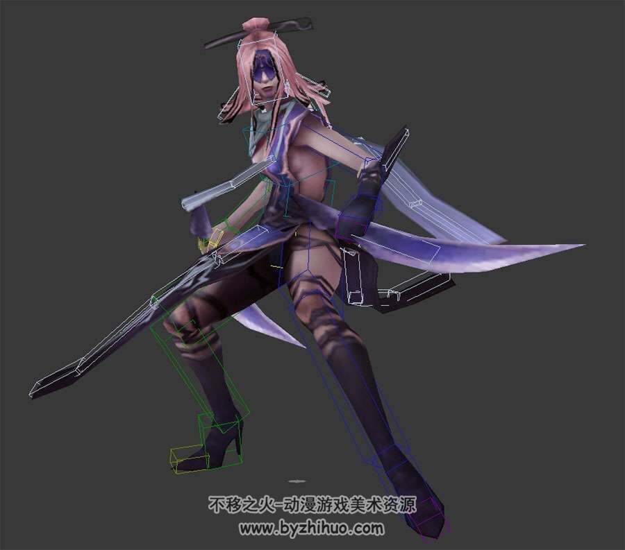魔族女刺客3dmax模型带绑定攻击动画下载