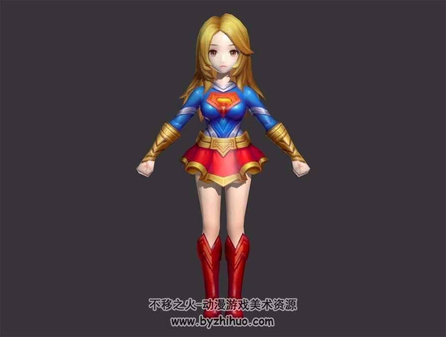Q版女超 超级少女 卡通美少女超人 3D模型