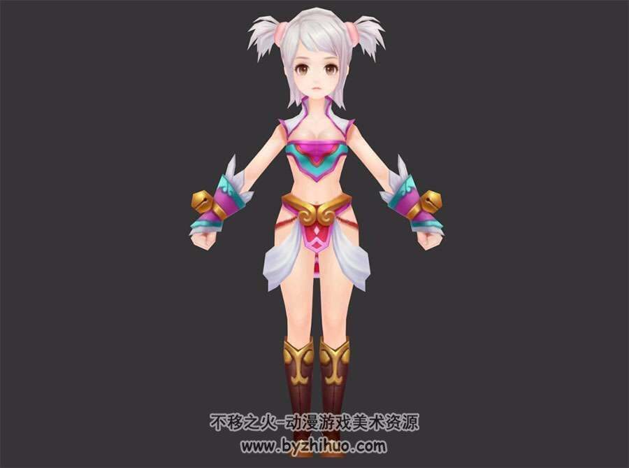 Q版仙侠少女 银发萝莉 3D模型