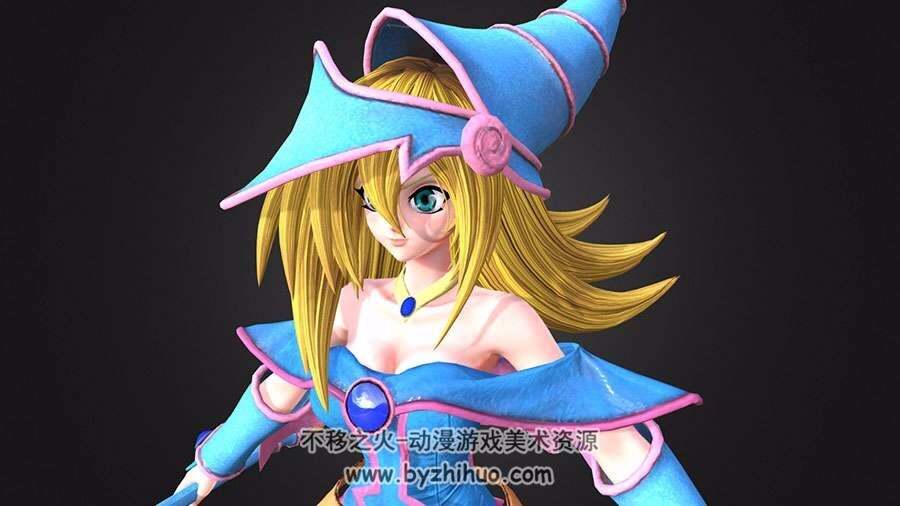 二次元金发魔法少女 3D模型 高精模
