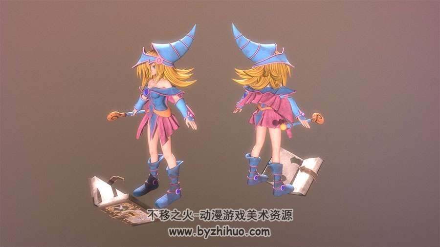 二次元金发魔法少女 3D模型 高精模