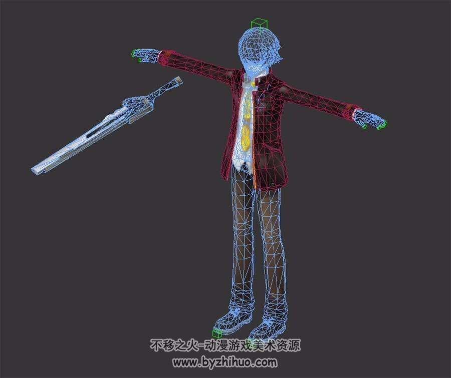 封印者男主角 有绑定 带武器 3D模型