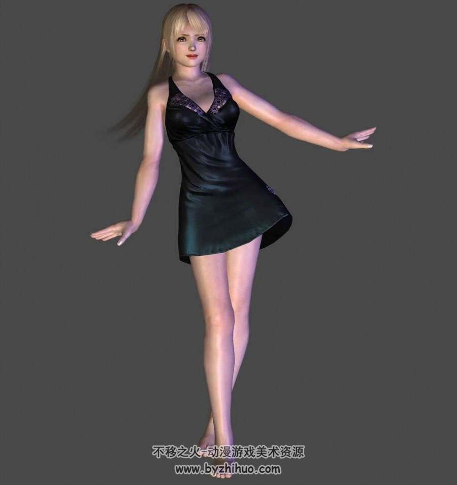 睡衣现代女孩3DMax模型含贴图下载