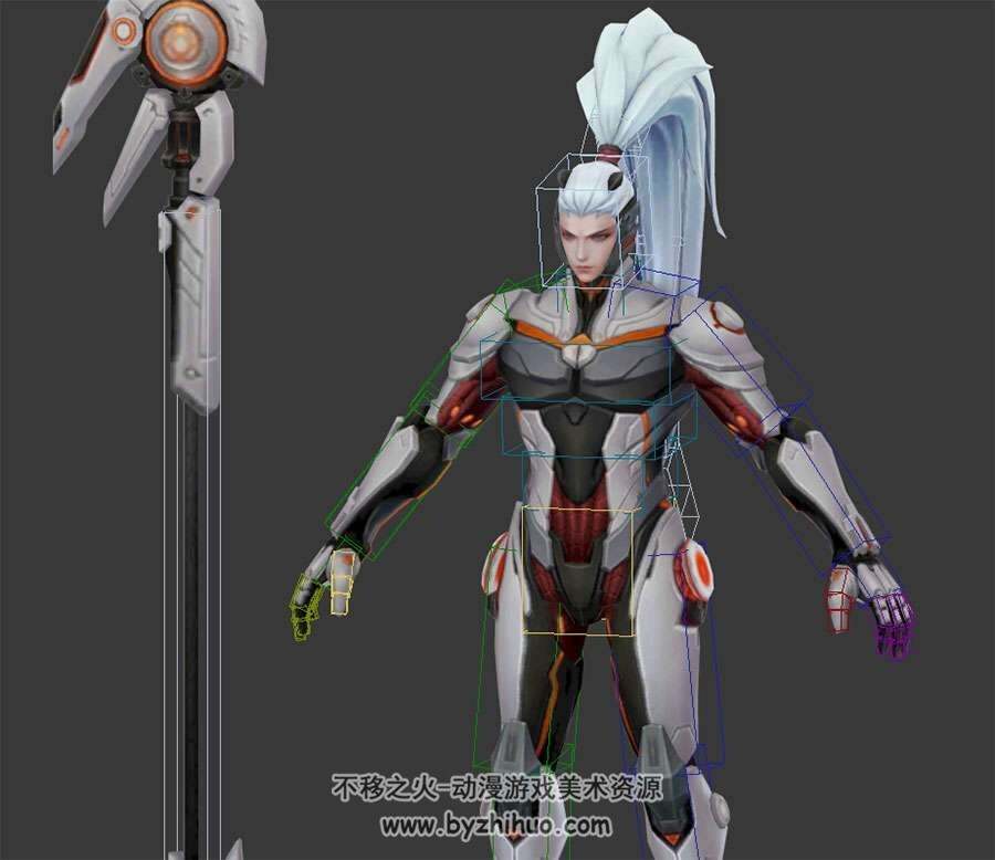 王者荣耀韩信 逐梦之影皮肤带绑定3DMax模型下载