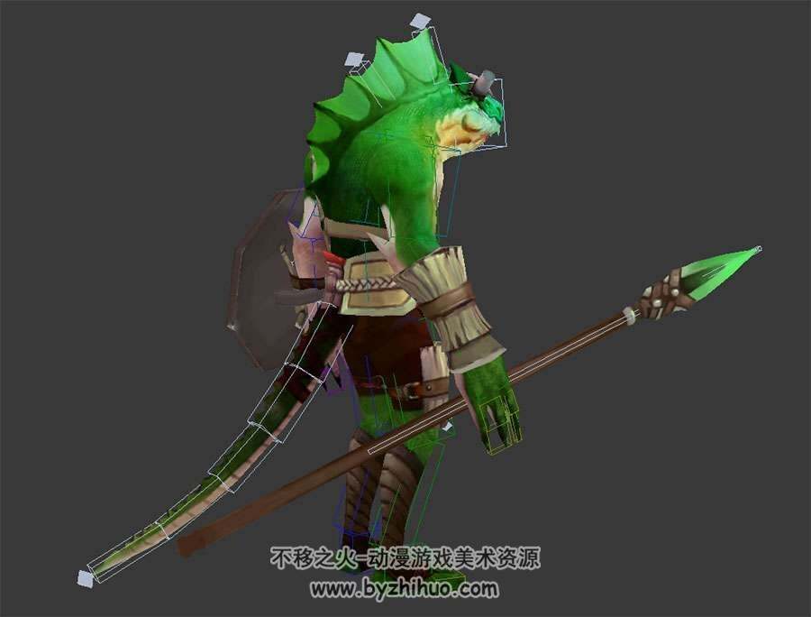 游戏怪物蜥蜴猎手3DMax模型带绑定下载