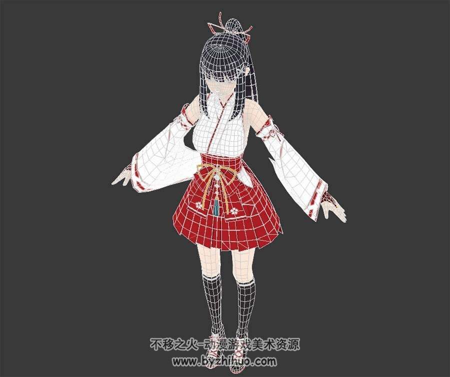 日本和风服装女生3DMax模型含贴图下载