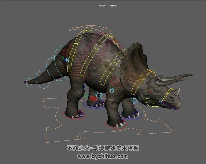 写实三角龙3DMaya模型带绑定下载