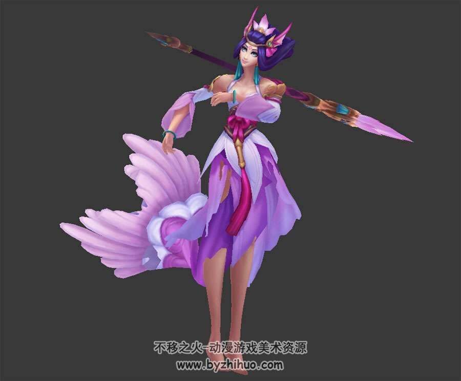 lol玉剑传说娜美3Dmax模型全套动作带绑定下载