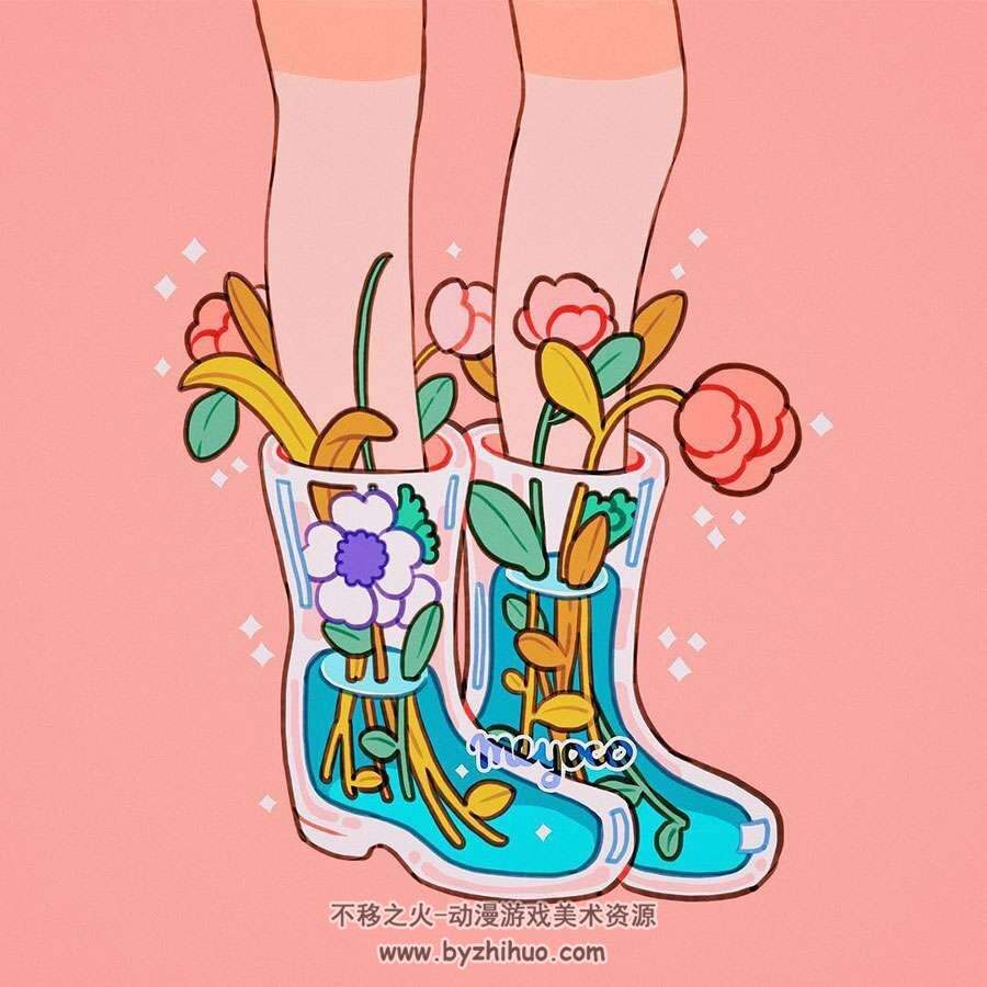 Meyoco粉粉的少女心插画壁纸（手绘作品）图包下载 287P