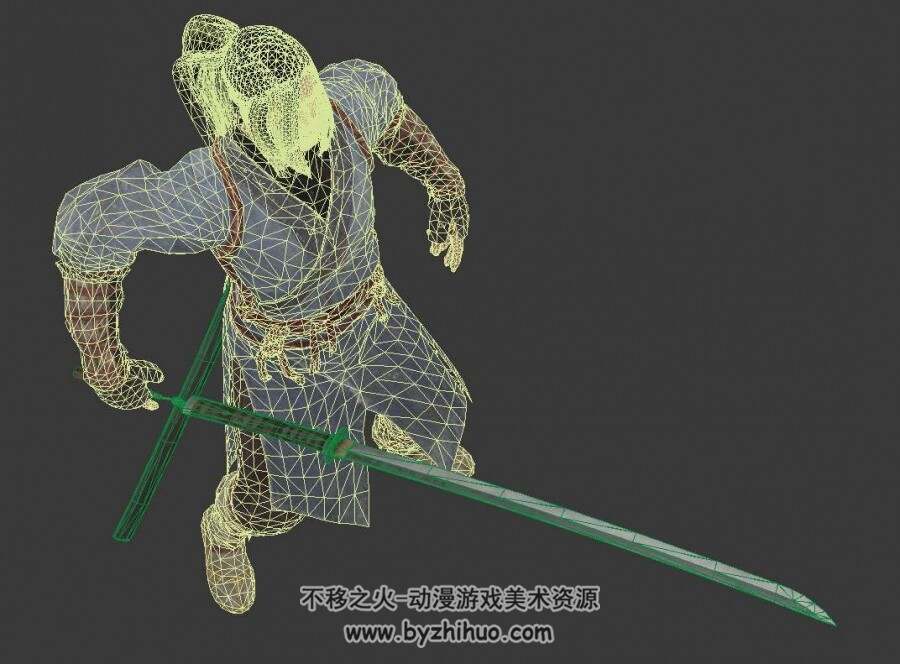 中式古装武夫刀客3DMax模型鬼畜舞蹈动画下载