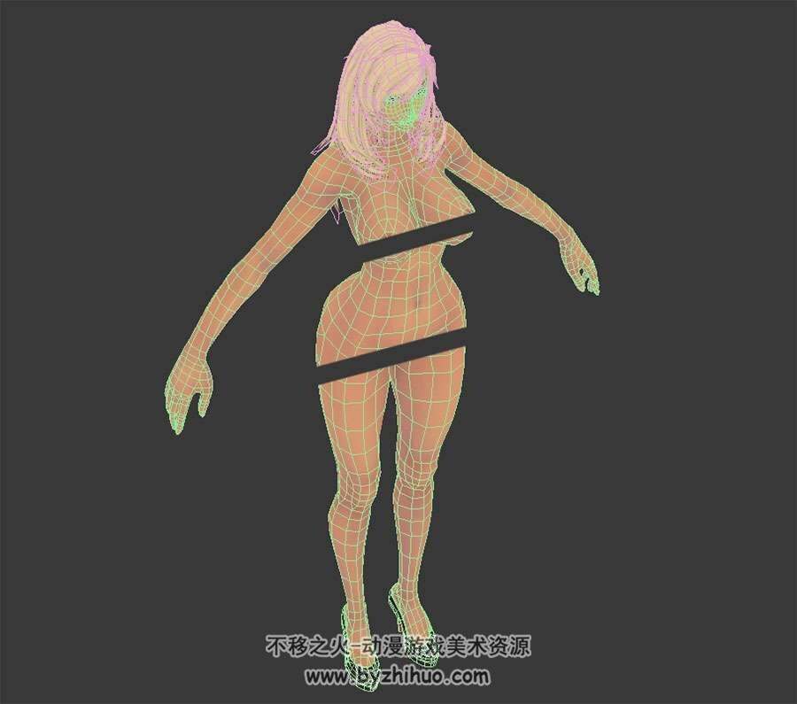 剑灵高挑女性3D模型多种格式四边面下载