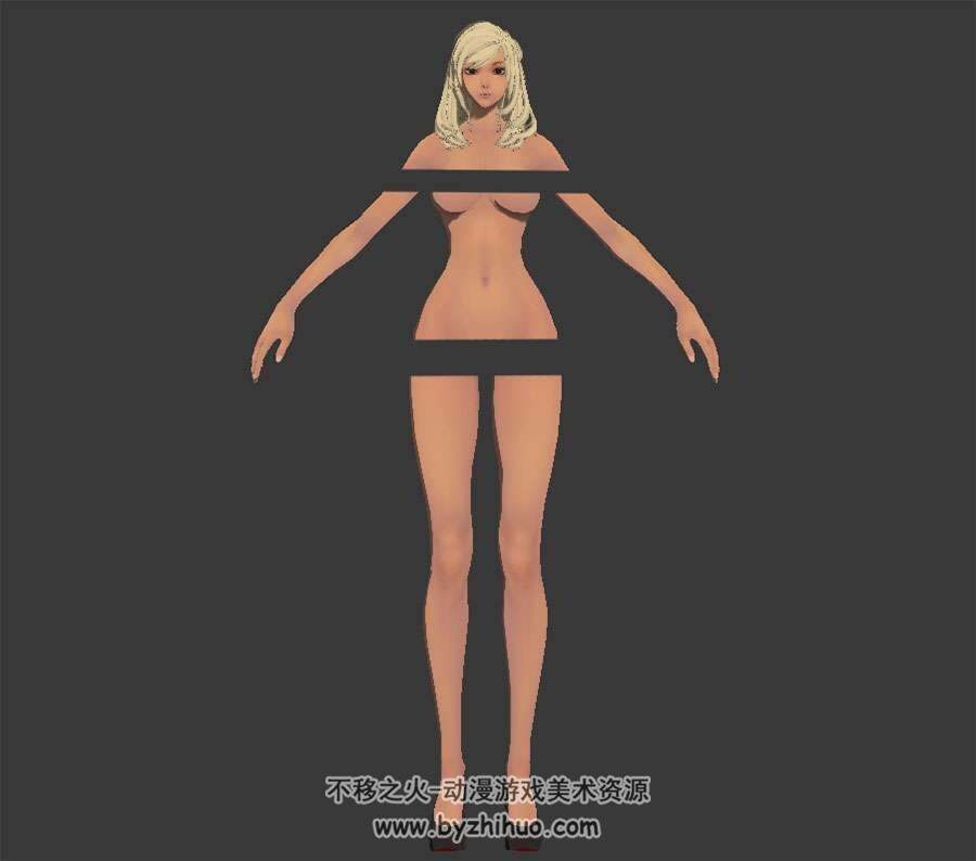 剑灵高挑女性3D模型多种格式四边面下载