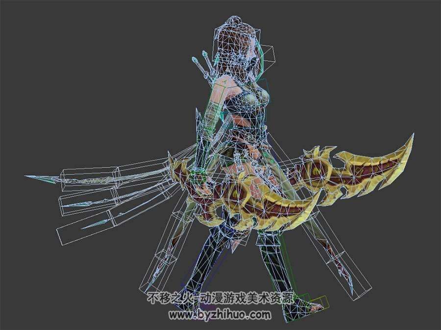 古装游戏q版女刺客全套动作3DMax模型带绑定下载