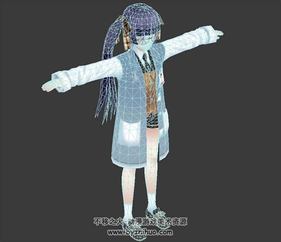 日韩风格4个游戏人物男女小萝莉3DMax模型含贴图分享