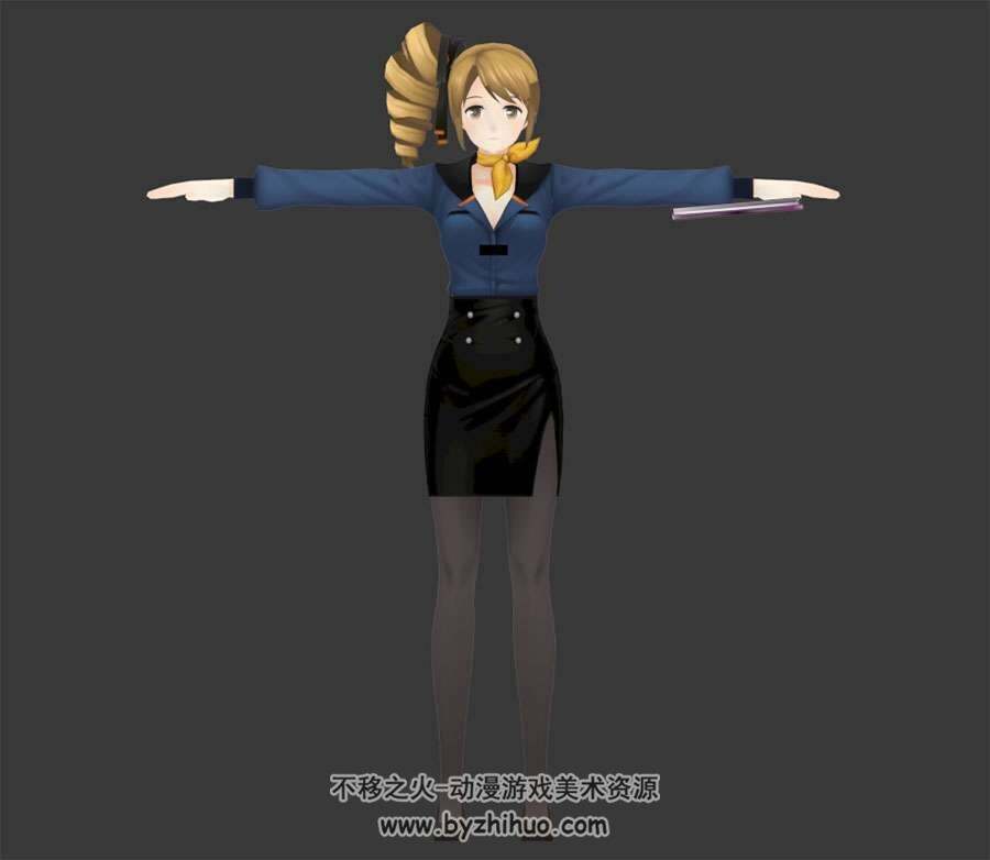 日韩风格4个游戏人物男女小萝莉3DMax模型含贴图分享