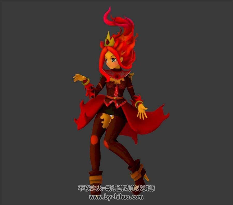 Flame Princess 卡通角色人物3DMax fbx模型下载