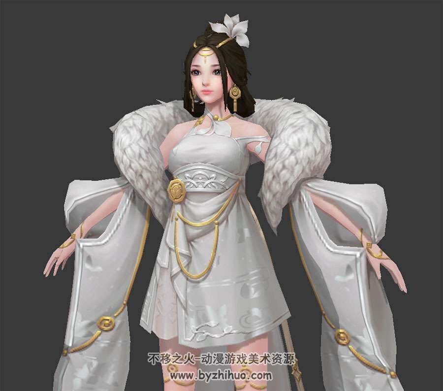 颇为贵气的中式服饰女性3Dfbx模型含贴图下载