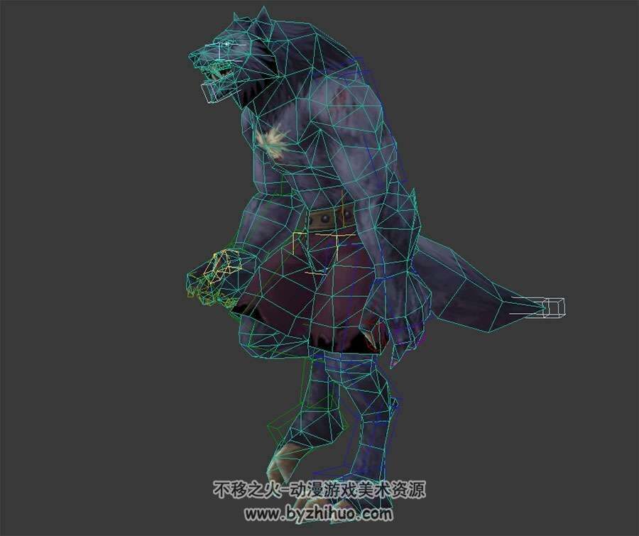 游戏生物怪物狼人带骨骼3DMax模型含贴图下载全套动作
