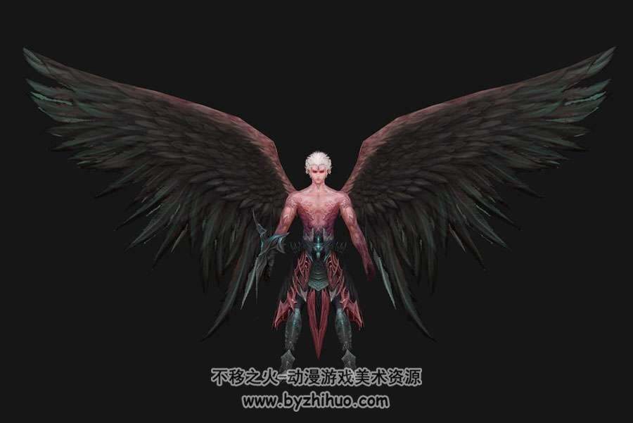 魔幻奇幻风格羽翼族男女游戏角色3DMax模型下载
