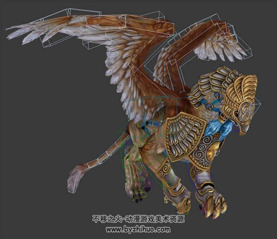 魔幻狮鹫飞行待机动作3DMax模型带绑定下载