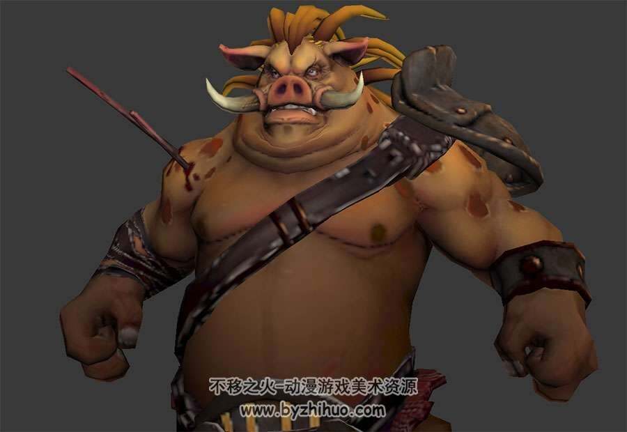 玄幻风格游戏怪物野猪3DMax FBX模型下载