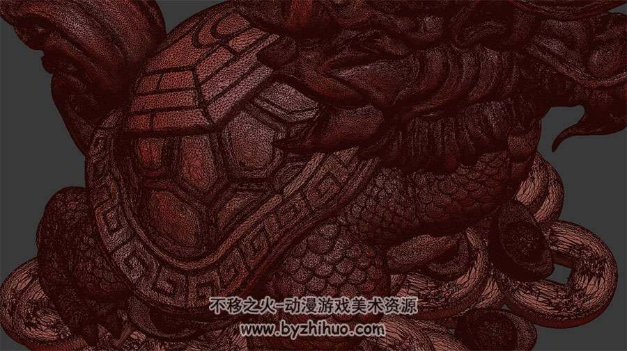 龙头龟身神兽雕像3DMax高精模型下载