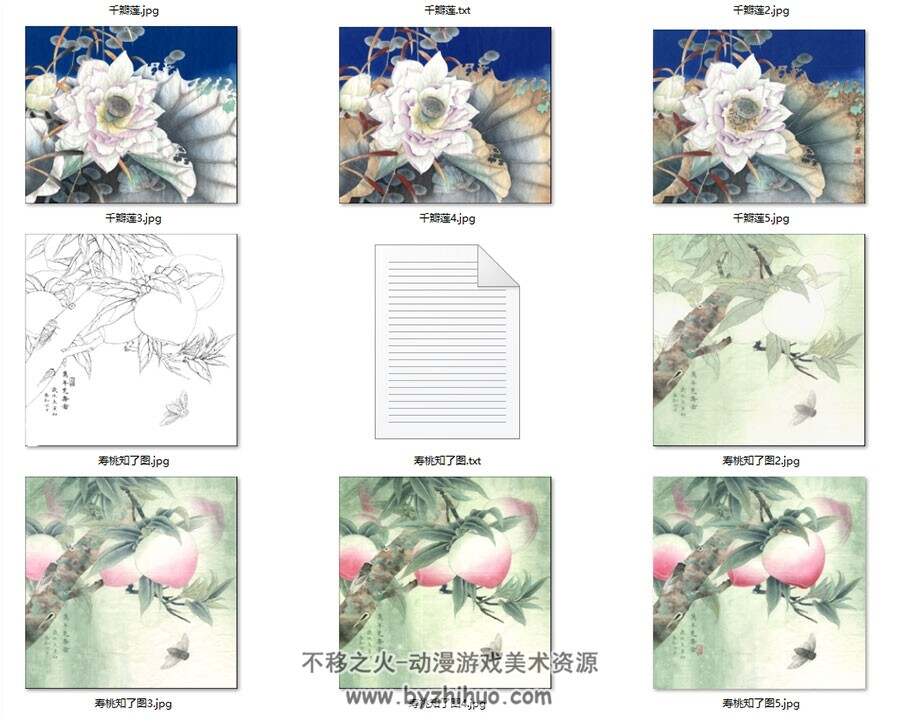 20套中国画绘制 花鸟鱼虫绘画高清图文教学 含白描及文字作画过程描述