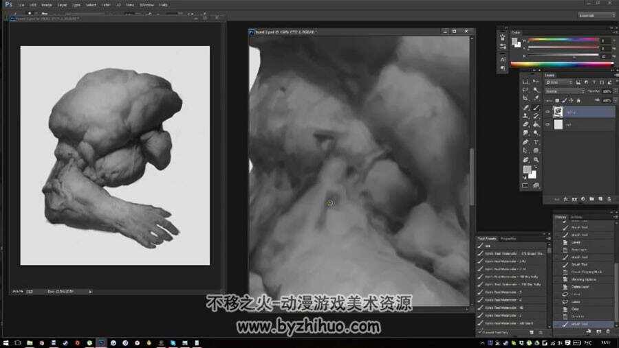 怪物手臂概念设计 CG绘画纹理绘制视频教程 附PSD文件和笔刷