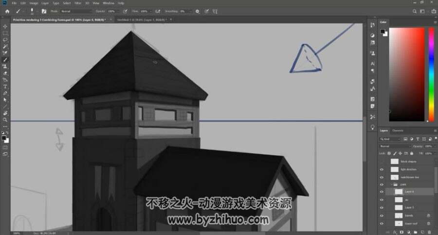 欧美风格环境场景 CG绘画实例视频教程 中文字幕 附PSD文件