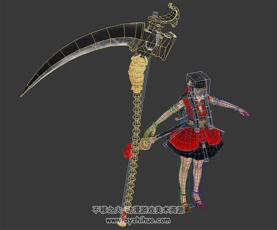 三国无双游戏女角色3DMax obj模型带绑定下载