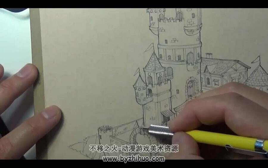 卡通场景概念设计 手绘欧式小楼视频教程
