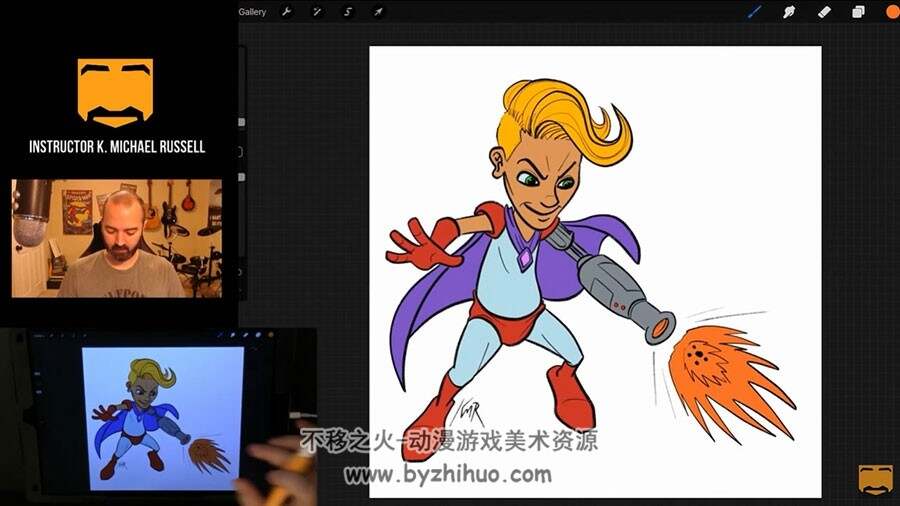 Procreate数字绘画 欧美风卡通角色绘制视频教程 附源文件和笔刷
