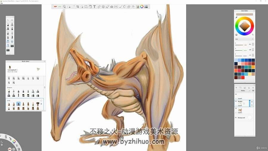 魔幻翼龙设计 概念原画怪物设定绘制视频教程