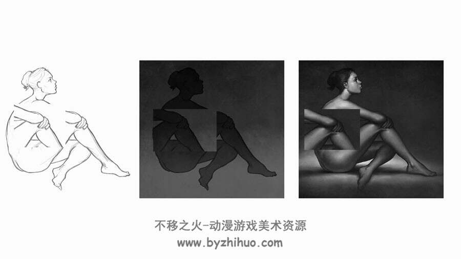 男女角色人体绘制 人体原画精致教学视频教程 附笔刷