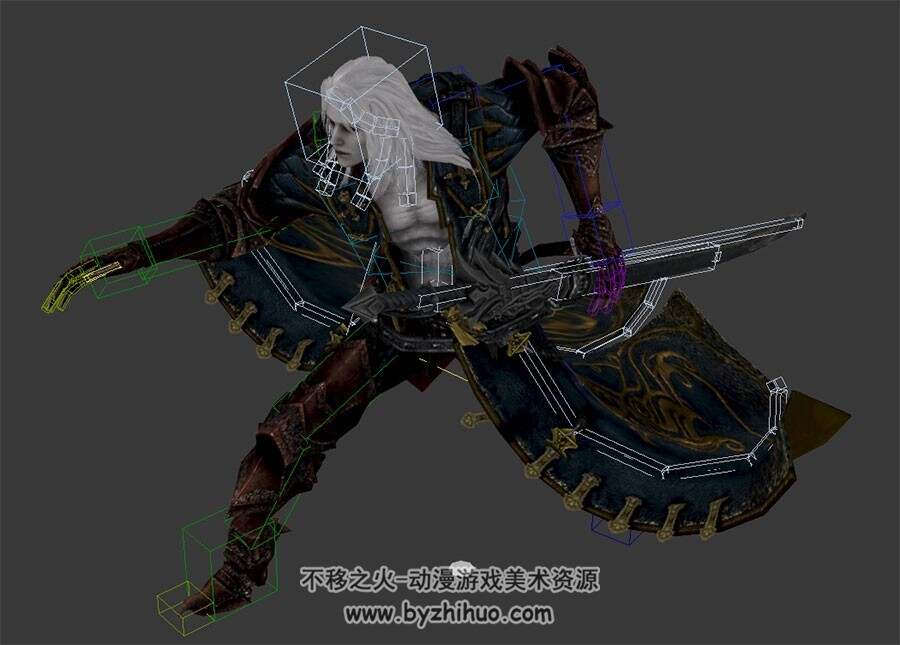 恶魔城主角3DMax模型带绑定跑步动作下载