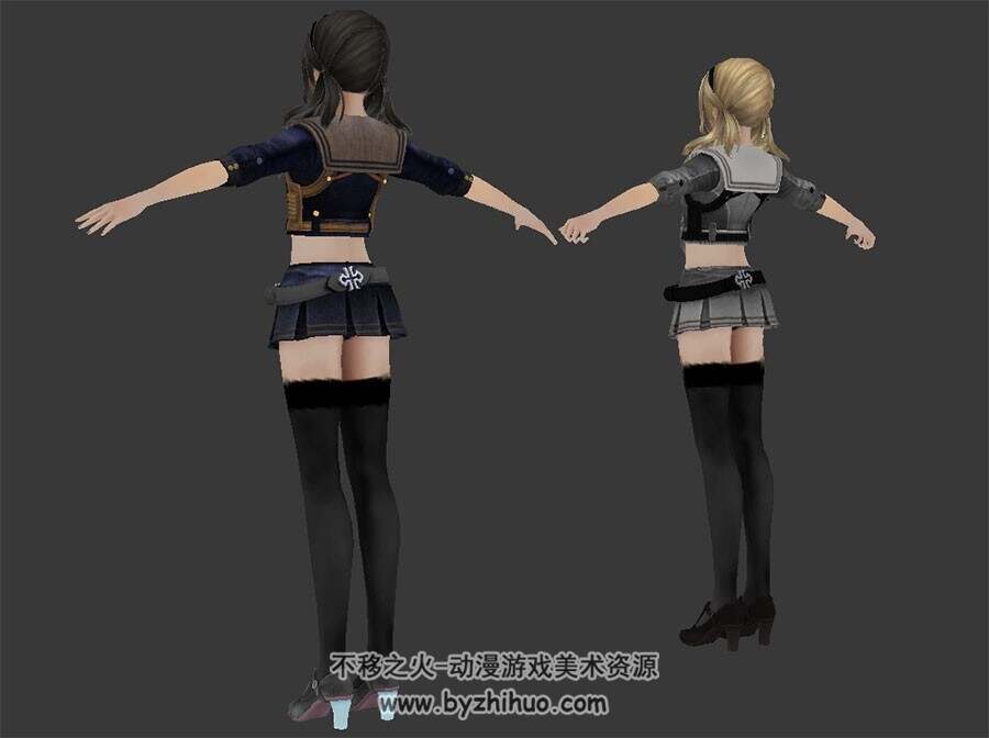 枪神纪刀锋角色女孩3DMax模型带绑定下载