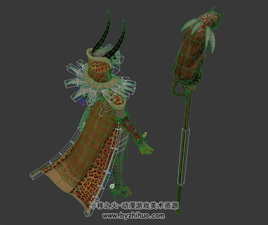 沙漠埃及女祭司3DMax模型带绑定肢体动作下载