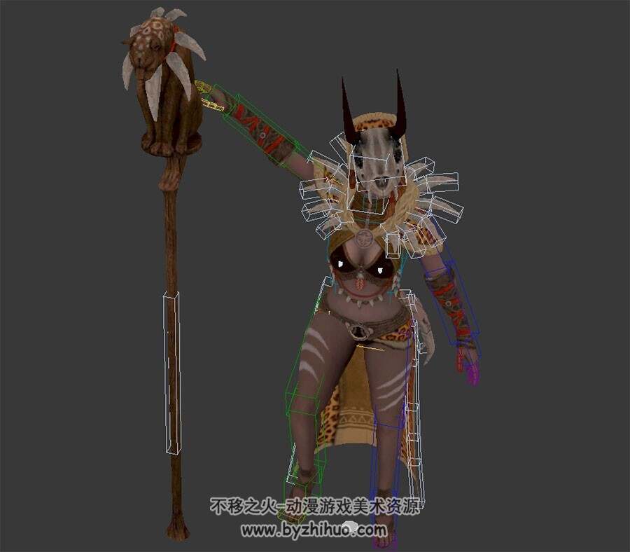 沙漠埃及女祭司3DMax模型带绑定肢体动作下载