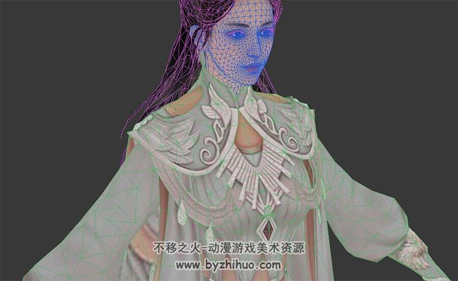 国风游戏白衣古装女孩许悠蓉3DMax模型下载