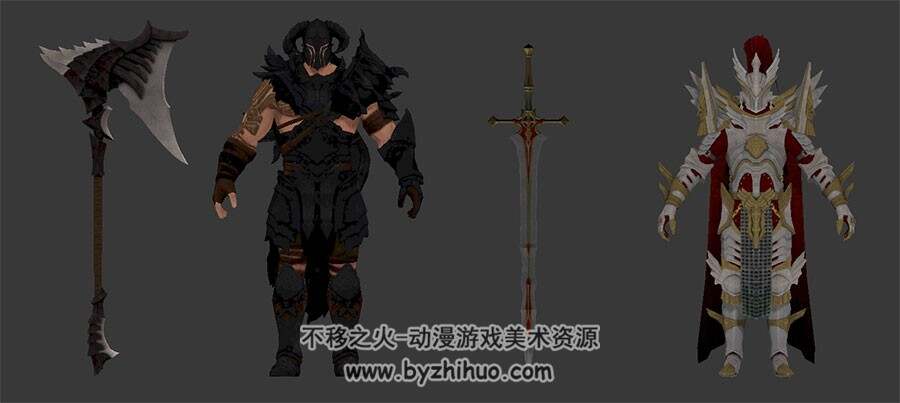 中世纪恶魔与光明铠甲士兵3DMax模型下载