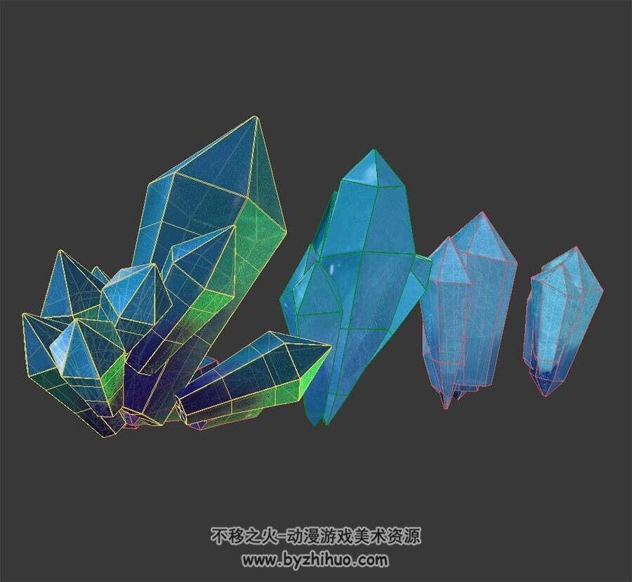 游戏矿石冰水晶3DMax模型下载