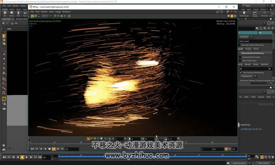 Houdini 粒子特效 火花与照明实例制作视频教程